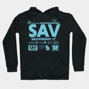 Vintage Savannah SVA Airport Code Travel Day Retro Travel Tag Georgia Hoodie